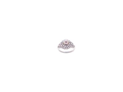Anello in Platino, Diamanti e Perla a Cu