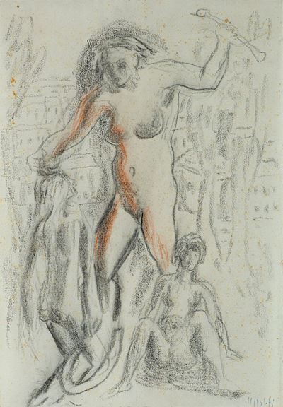 Morte di Orfeo (1926), matita Contè e sanguigna su carta