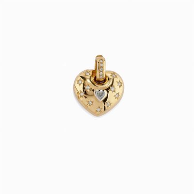 Pendente in Oro e Diamanti con Disegno a