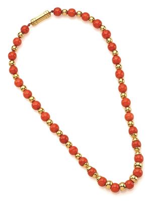 COLLANA IN CORALLO E ORO