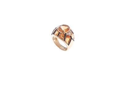 Anello in Oro, Citrini, Onice e Diamanti