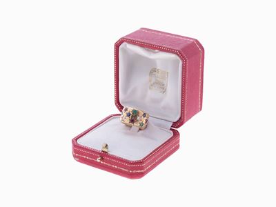 Anello in Oro, Diamanti, Rubini e Zaffir