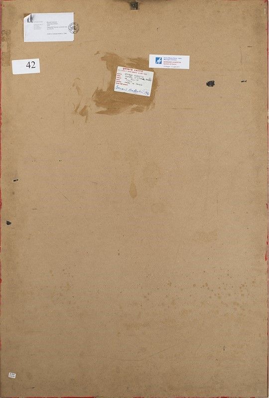 Bernard Aubertin - Allumettes brulées, 1974, Fiammiferi bruciati su tavola rossa