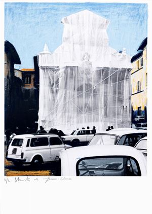Wrapped fountain, Spoleto, Italy 1968