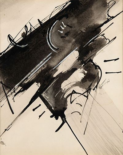 Senza titolo, tecnica mista su carta, 1955