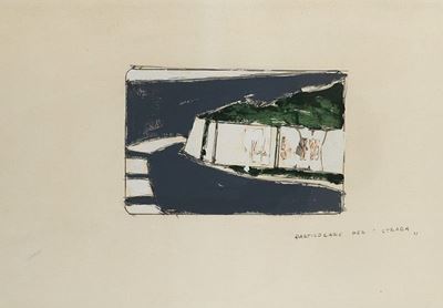Particolare per strada, 1962 - Smalto e grafite su carta intelata