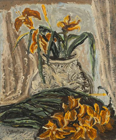 Vaso di fiori, olio su tela