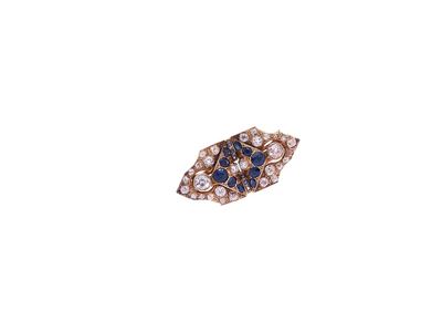 Spilla D'epoca in Oro, Diamanti e Zaffir