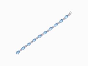 BRACCIALE IN ORO, DIAMANTI E TOPAZI AZZU