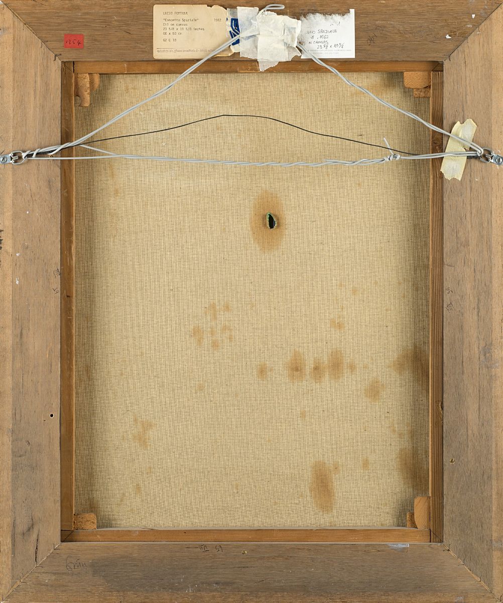Lucio Fontana - Concetto spaziale, 1962, olio su tela cm 60x50
