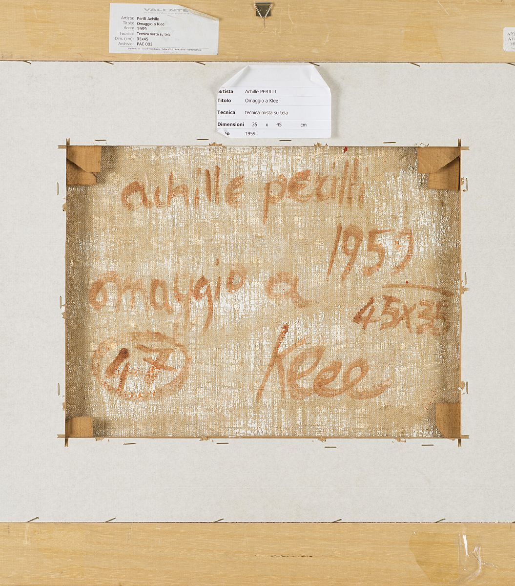 Achille Perilli - Omaggio a Klee, 1959, tecnica mista su tela