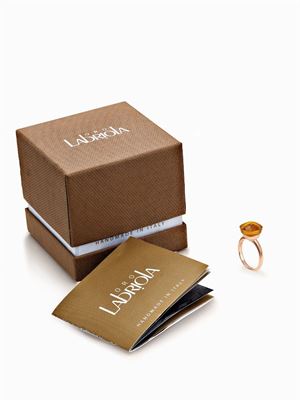 ROSE GOLD 18K RING WITH CITRUS YELLOW HYDROTHERMAL QUARTZ STONE