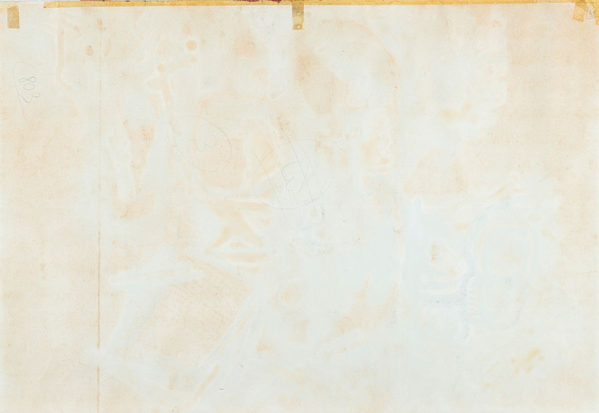 Renato Guttuso - Barattoli olio e pastelli, 1962, tecnica mista su carta