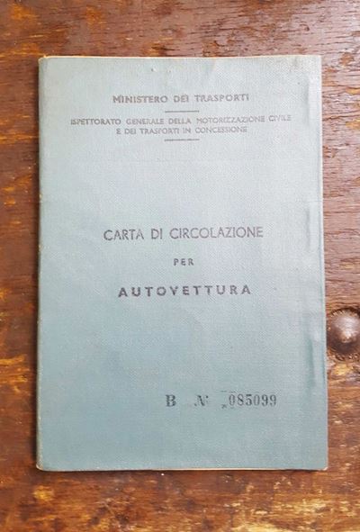 Libretto di Circolazione Fiat 8V, Telaio 106000052, Targa TO473819