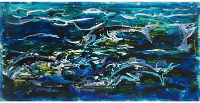 Al mare, 1988 (smalto su tela, cm 100x200)