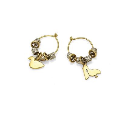 Dodo Pomellato, Paio di orecchini in oro giallo 18K e argento