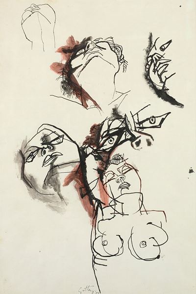 Senza titolo (1959), china e acquerello su carta