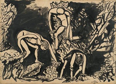 Senza titolo (Solfatara), china su carta intelata, 1949