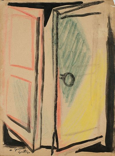 Senza titolo (Porta), 1947 - acquerello e tecnica mista su carta