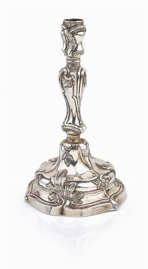 CANDELIERE IN ARGENTO, TORRETTA, GENOVA, XVII-XVIII SECOLO