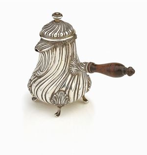 CIOCCOLATIERA IN ARGENTO E LEGNO 