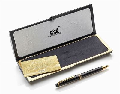 Montblanc, Penna rollerball Meisterstück Gold Coated Classique in resina nera