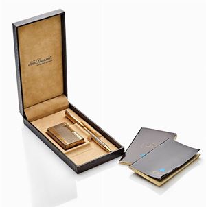 SET PENNA E ACCENDINO, S.T. DUPONT, PLACCATI ORO