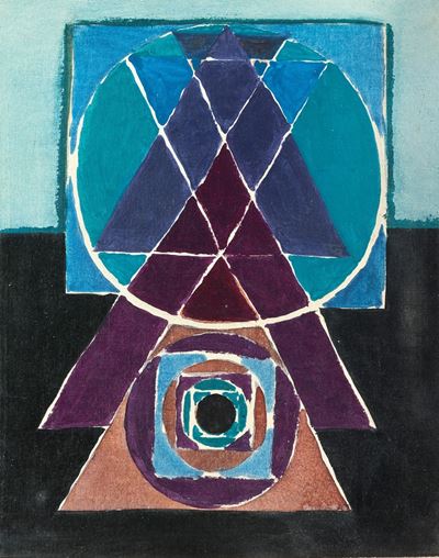 Mandala, tecnica mista su tela applicata su cartoncino, 1981