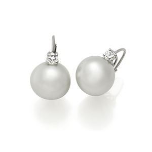 WHITE GOLD 18K EARRINGS, WITH CULTIVATED AUSTRIALIAN PEARLS AND BRILLIANT CUT DIAMONDS
