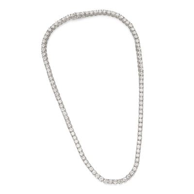 Collana Tennis in Oro Bianco 18K con Diamanti Taglio Brillante, circa 2000