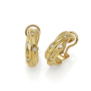 YELLOW GOLD 18K EARRINGS WITH BRILLIANT CUT DIAMONDS, TRINITY DE CARTIER, WITH CERTIFICATE CARTIER,