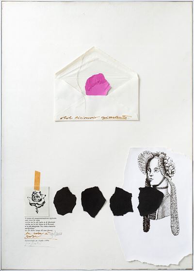 Epistemologia per Cupido, 1974 - collage e tecnica mista su carta intelata