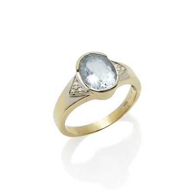 Anello in oro bianco 18K con acquamarina e diamanti