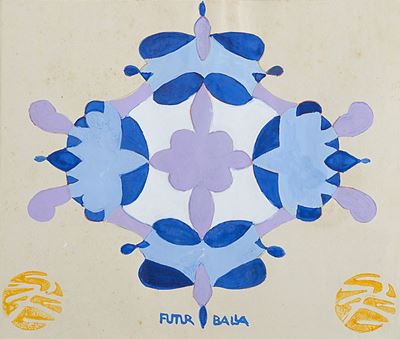 Motivo blu, 1924, tempera su carta