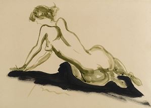 Fontana Lucio - Nudo femminile, 1960-64
china nera e ver