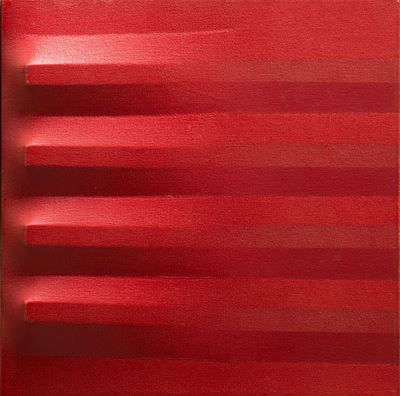 Rosso, 1977, tela estroflessa e tempera vinilica