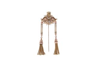 SPILLONE IN ORO, CON PERLINE, STRASS E N