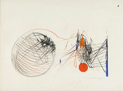 Senza titolo, 1968 - matita grassa, pastello e collage su cartoncino