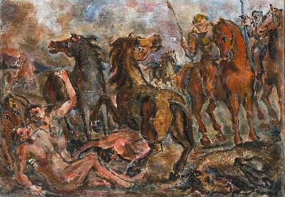 La morte di Patroclo, olio su tela, cm 37,5x50,5