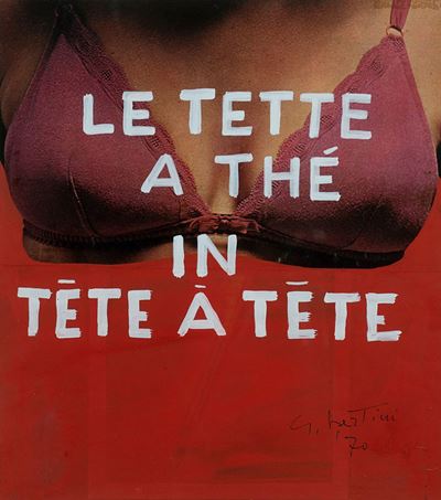 Le tette a thè in tete à tete, 1970, riporto fotografico e tecnica mista su carta