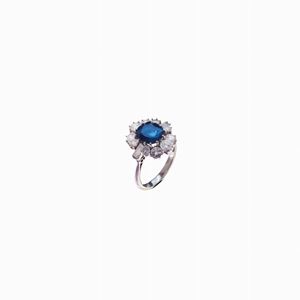 ANELLO IN ORO ZAFFIRI E DIAMANTI, CIRCA