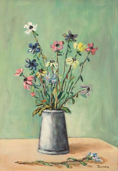 Vaso di fiori, olio su tela, cm 50x35