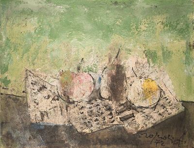 Natura morta, tecnica mista su tela, 1972