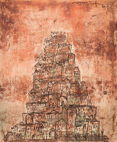 La città antica, olio su tela, 1967