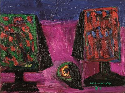 Composizione, olio su tela, 1977, cm 30x40