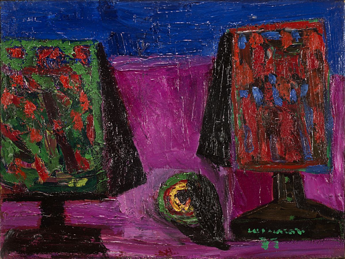 Bruno Cassinari - Composizione, olio su tela, 1977, cm 30x40