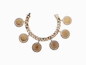 BRACCIALE IN ORO CON MONETE, CIRCA 1960
