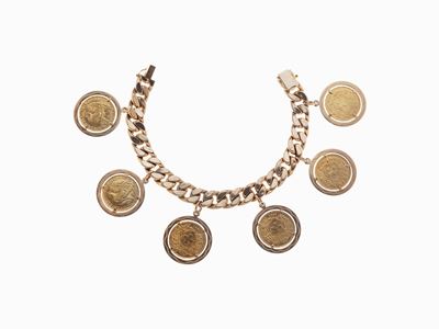 Bracciale in Oro con Monete, Circa 1960