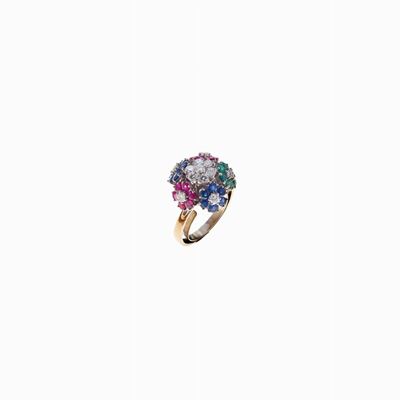 Anello in Oro, Diamanti e Pietre di Colo