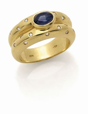 ANELLO IN ORO, ZAFFIRO E DIAMANTI
In oro